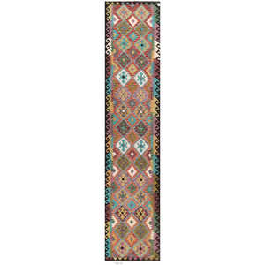 Alfombra Kilim de Maimana, Afganistán, 395 x 84 cm - Product Image 1