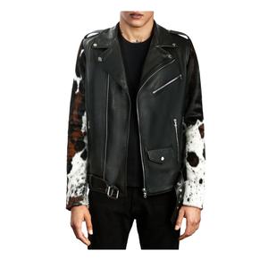 Chaqueta de cuero de vaca para hombre recién llegada hecha a mano con pelo curtido procesado - Product Image 1