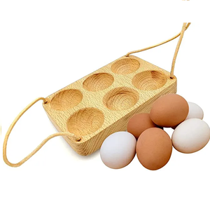 Support de stockage d'oeufs de forme ovale d'excellente conception fabriqué à la main au prix d'exportation porte-oeufs en bois de qualité exclusive couleur naturelle - Product Image 2