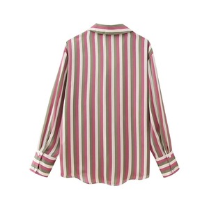 Autumn New Women's Fashion Long Sleeve Single-Breasted <b>Striped</b> Loose-Fit Casual Shirt Regular Length with <b>Tank</b> Style - Product Image 2