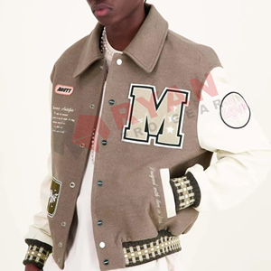 Venta al por mayor de invierno al aire libre logotipo personalizado bordado Tallaje Grande Hombres Carta Chaquetas Oversize Chaqueta de diseño personalizado - Product Image 4