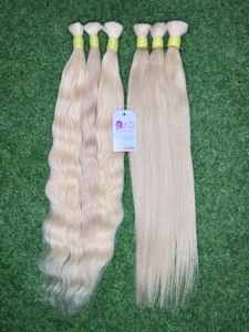Extensions de cheveux humains Remy indiens de qualité supérieure 100% en vrac 613 Haute qualité Cuticule intacte Cheveux d'un seul donneur Teints Un seul cheveux - Product Image 2