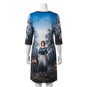 Robe décontractée en polyester et élasthanne lavable, impression numérique, tissu extensible doux, léger, respirant, vêtements de mode pour femmes - Product Image 5