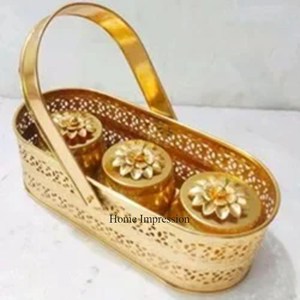 Exclusive Quality and Advantageous Designer High Graded Gold Plated <b>Gift</b> Hamper <b>Basket</b> With Flowers Designer in Impressive Price - Product Image 6