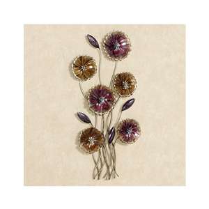 Art mural en métal floral charmant en or et violet, pour un style plus luxueux - Product Image 1