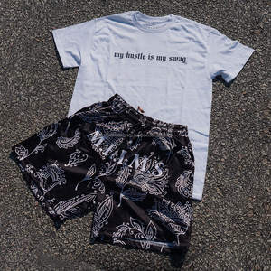 Ensemble de survêtement 100% coton style High Street pour hommes, t-shirt et short d'été multicolore avec impression de logo personnalisé, à un prix avantageux - Product Image 2