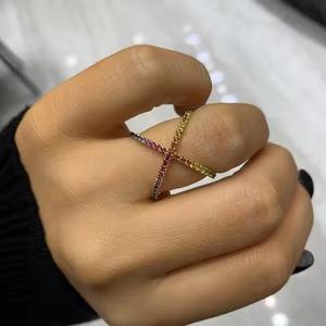 925 argent arc-en-ciel Original Moissanite diamant bague multicolore fiançailles Style religieux bague pour petite amie bijoux fins - Product Image 2