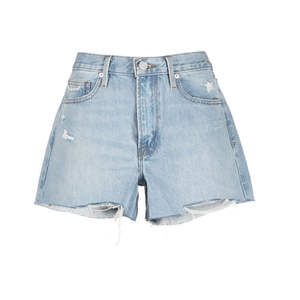 Custom <b>Waisted</b> Women's <b>Denim</b> <b>Shorts</b> Fully <b>Ripped</b> Zip Fly Button Fastening with Belt Loop Five Pockets Breathable Blue Jeans - Product Image 5