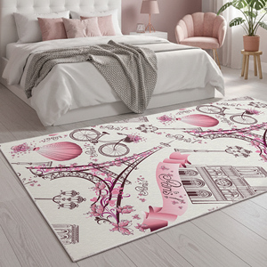 Alfombra Infantil con Diseño de Roma y París, Alfombra Decorativa para Habitación de Niñas con Estampado Digital de la Torre Eiffel, OEM ODM - Product Image 4
