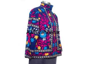 Manteau d'hiver à broderies florales pour hommes et femmes, veste en tissu de coton canard fait main, style hippie à points ouverts, tricoté pour l'automne - Product Image 4