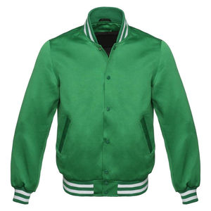 Chaqueta bomber para hombre verde con color sólido de alta demanda para hombre con cierre de cremallera y ribete en contraste - Product Image 3