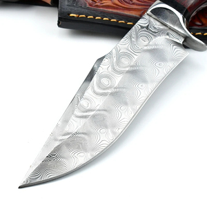 Cuchillo de hoja fija de acero de Damasco personalizable de alta calidad mango de palisandro cuchillo Bowie para acampar al aire libre soporte OEM al por mayor - Product Image 2