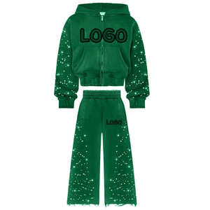 Custom Trend Design <b>Applique</b> Embroidery Acid Wash Heavy Weight Low Price Tracksuit 100%Cotton Premium Qu - Product Image 4
