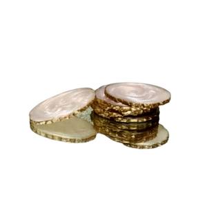 Sous-verre de table rond en résine blanche perle avec combinaison dorée et tapis avec abat-jour naturel bicolore - Product Image 5