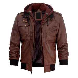 Chaquetas de cuero genuino para motocicleta para hombre personalizadas Chaquetas de cuero de diseño personalizado de gran tamaño para hombre de piel de oveja negra de talla grande - Product Image 4