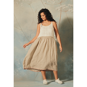 AGNEYA Elegent Floor-Length Slip Dress Ivory/Taupe Breathable Natural Waistline Custom Logo ODM Supply XS Size for Day Club - Product Image 3