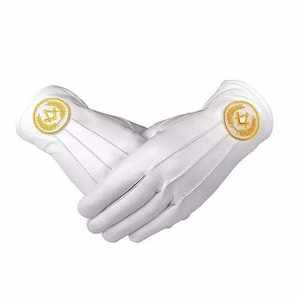 Gants maçonniques de la meilleure qualité, couleur blanche, gants 100% coton, gants maçonniques Regalia avec logo personnalisé - Product Image 5