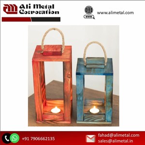 Granja decorativa Vintage linterna de madera portavelas de madera para el hogar sala de estar Mantel Patio Mesa Navidad festivo otro - Product Image 3
