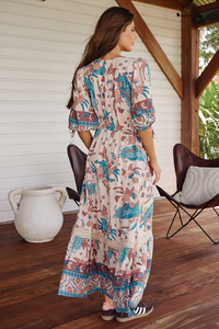 High Quality Vintage Boho Print Custom Boho <b>Beach</b> Holiday Women Summer Sleeveless Lace up Embroidery a Line Maxi <b>Dress</b> - Product Image 3