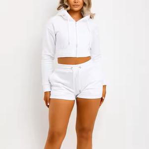 Nouvel arrivage Ensemble short à capuche pour femmes de qualité supérieure Motif solide et confortable Polaire écologique Taille 6XL-pour - Product Image 1