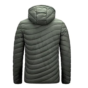 Chaqueta acolchada personalizada OEM para hombre, chaqueta de invierno informal con logotipo personalizado para hombre, chaquetas acolchadas con cuello con capucha, manga larga - Product Image 2
