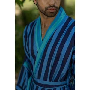 Robe Kimono Bohème en Pur Coton pour Homme, Peignoir de Luxe Géométrique Unisexe, Peignoir de Bain Coupe Décontractée XL, Vêtement d'Intérieur Doux d'Été Réversible - Product Image 2