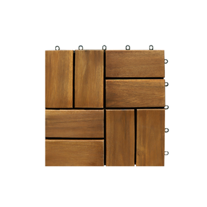 Juego de azulejos de cubierta entrelazados para Patio exterior de Acacia de 12 listones, fácil instalación, elegante diseño contemporáneo, resistente al agua para Baño - Product Image 1