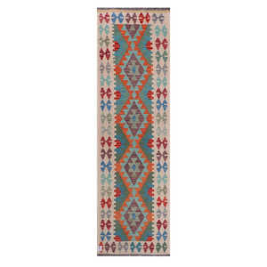 Alfombra Kilim de Maimana, Afganistán, 282 x 83 cm - Product Image 1