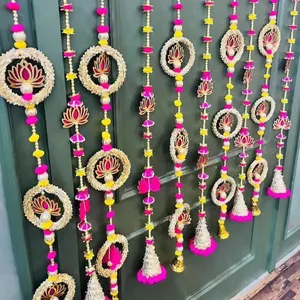 Lotus Beads Wall Hanging For Wedding Decoration Trending Backdrop Garlands With Bells Home Office Party And Door Window Decor