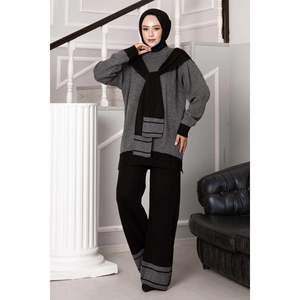 Scarfed Double Knitwear 2 Piece Set Anthracite - Product Image 2