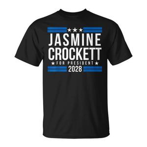 T-Shirt noir à col ras du cou et manches courtes pour hommes, chemise promotionnelle pour adultes, Jasmine Crockett For President 2028 - Product Image 1