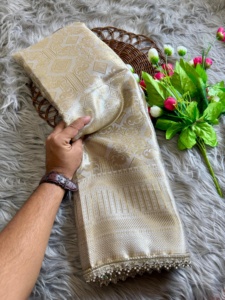 Vêtements de fête de bonne qualité soie Banarasi luxueuse dans l'Antique Zari Saree approvisionnement en gros d'usine - Product Image 3