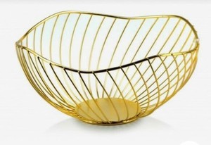 Corbeille de fruits découpée en treillis métallique de fer moderne de luxe en acier inoxydable Corbeille de cuisine en métal de conception découpée avec style luxueux - Product Image 2