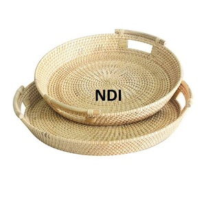 Qualité standard Accueil Vaisselle Décoration de table Plateau de service en rotin Cuisine Traiteur Utilisé Petit déjeuner Plateaux de serveur de nourriture - Product Image 1