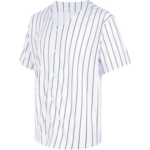 ปรับแต่งเสื้อเบสบอลลายทาง แขนสั้น คอวี ติดกระดุม มีแถบลาย ขนาดพลัสไซส์ ระบายอากาศได้ดี แห้งเร็ว - Product Image 4
