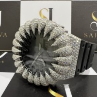 Reloj de Pulsera Deportivo Hip Hop con Diamantes Moissanite VVS, Diseño Ejecutivo para Hombre, Movimiento de Cuarzo ETA, Cristal de Zafiro, Oro Blanco, Correa de Cuero