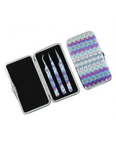 Ensemble de pinces à épiler professionnelles en acier inoxydable non magnétique pour extensions de cils, poignée confortable, application propre et lisse, légères - Product Image 1