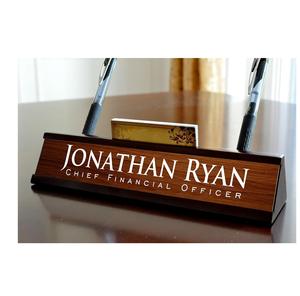 Personalized Desk Name Plate Dark Wood Finish Wall Mounted Business Office <b>Door</b> <b>Sign</b> - Product Image 1