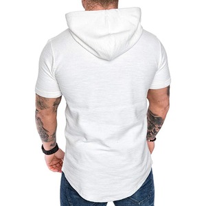 T-shirt à capuche à manches courtes de couleur unie pour hommes de différentes couleurs avec cordon de serrage - Product Image 6