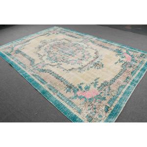 Tapis vintage surdimensionné, tapis turc 7,3x10,4 pieds, tapis persan en laine bleue - Product Image 2