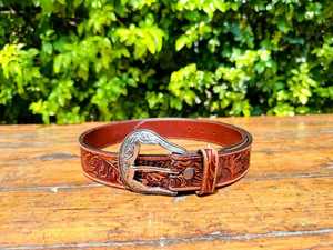 Nouvelle ceinture classique en cuir d'Argentine sculpté, boucle en laiton massif, motif floral vieilli, pour homme et femme, pour les occasions spéciales, largeur 40 mm - Product Image 4