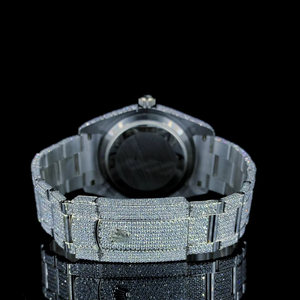 Montre Homme en Acier Inoxydable de Haute Qualité Entièrement Glacé VVS Moissanite Diamant Cadran Plaqué Or Blanc Indices Arabes Style Hip Hop - Product Image 4