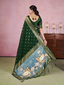 JECQAURD Sari de estilo moderno con Zari Weaving Pallu y Digital Weaving Jalar Ropa de fiesta india y paquistaní hecha a mano - Product Image 6