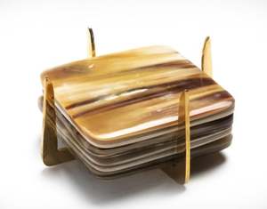 Juego de 4 posavasos de cuerno ecológicos de lujo hechos a mano, estilo rústico cuadrado, tapete de mesa clásico, diseño personalizado, artesanía artesanal Natural - Product Image 1