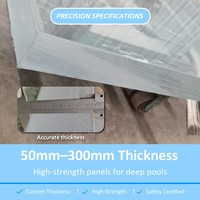 Mur de piscine en verre acrylique structurel pour hôtel, Grandview, PMMA coulé, stable aux UV, 50 mm, 300 mm d'épaisseur