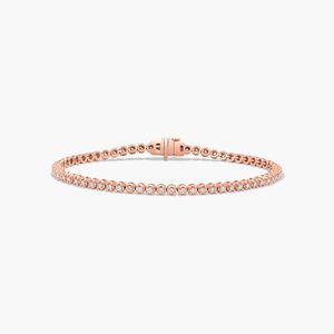 4 MM Lab Grown Diamond Tennis <b>Bracelet</b> in 925 <b>Silver</b> with 10K Rose Gold Accents for Birthdays Weddings Anniversaries - Product Image 1