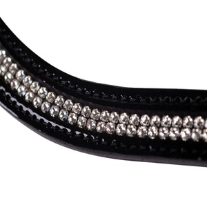 Banda de cejas de caballo de cuero de forma curva profunda de cuero genuino personalizada con dos filas de cristales transparentes Cadena de diamantes de imitación banda para cejas - Product Image 4
