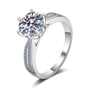 NOVAMART Fine Moissanite <b>Solitaire</b> <b>Ring</b> in Sterling <b>Silver</b>-Stellar Embrace Design Wholesale Export - Product Image 1