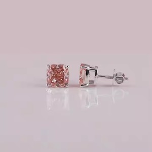 Boucles d'oreilles en argent sterling S925 avec diamant en moissanite de forme coussin, design carré, pour femmes - Product Image 4