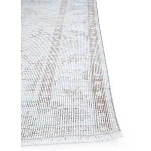 Tapis en laine noué à la main vintage ivoire, motif médaillon abstrait rectangulaire pour salon et couloir, fait main Pae-1211 - Product Image 4